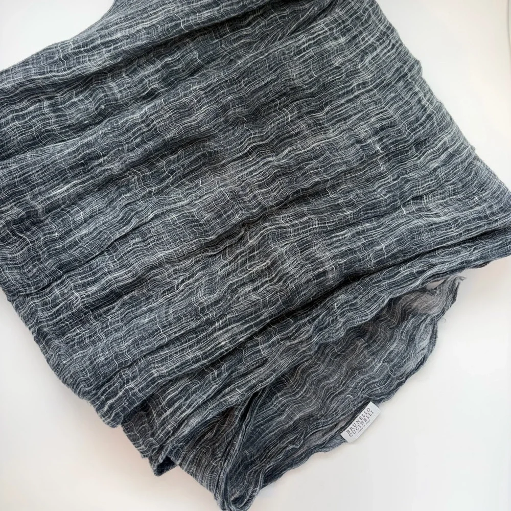 Brunello Cucinelli Charcoal Textured Scarf